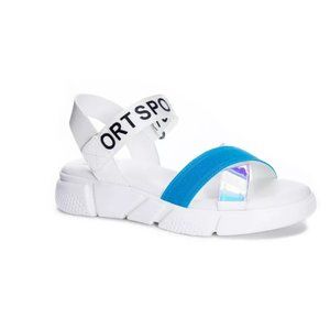 Dirty Laundry Women's All Time Iridescent Sport Sandal in Blue Multi Size 7.5